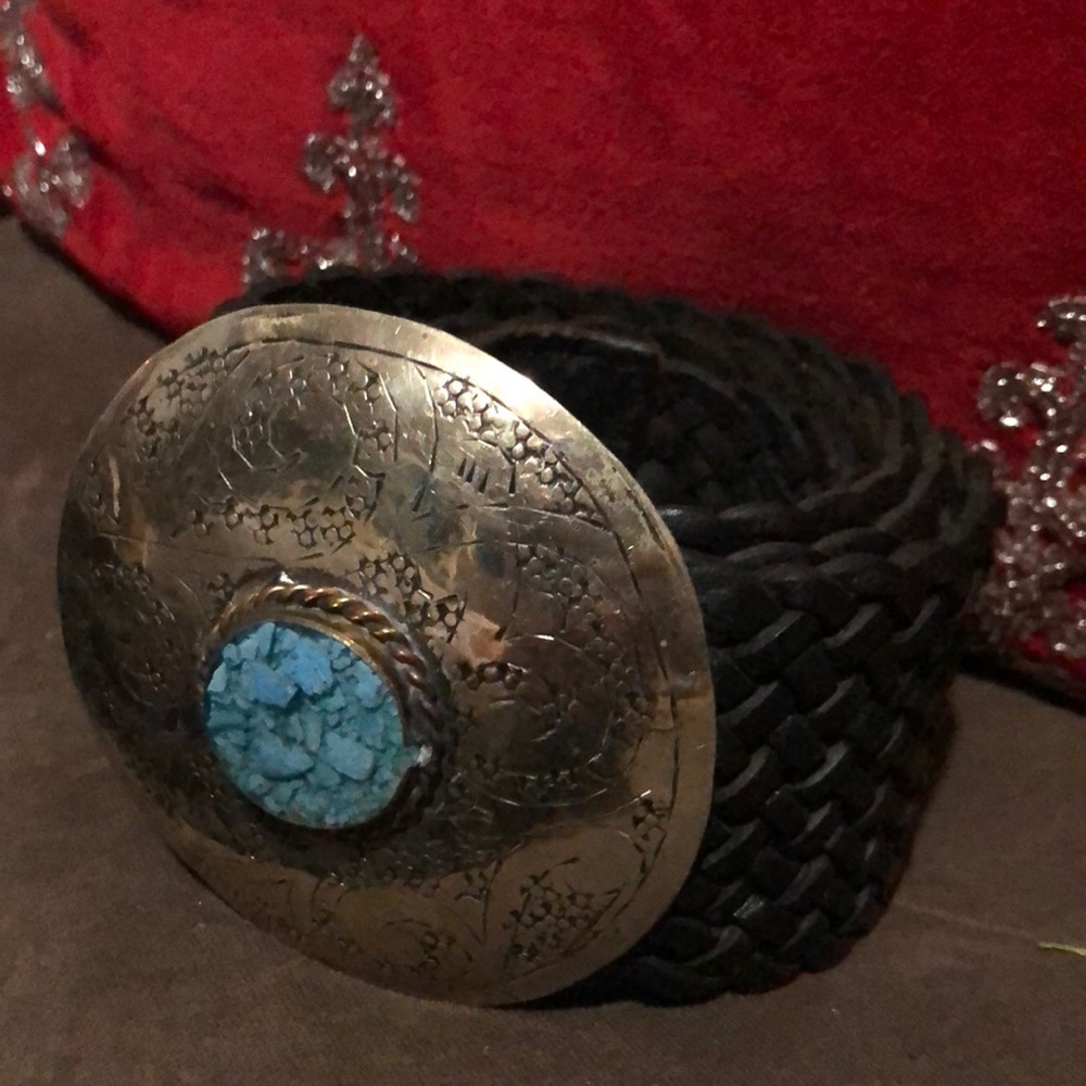 Genuine Woven Leather Vintage Western Belt M